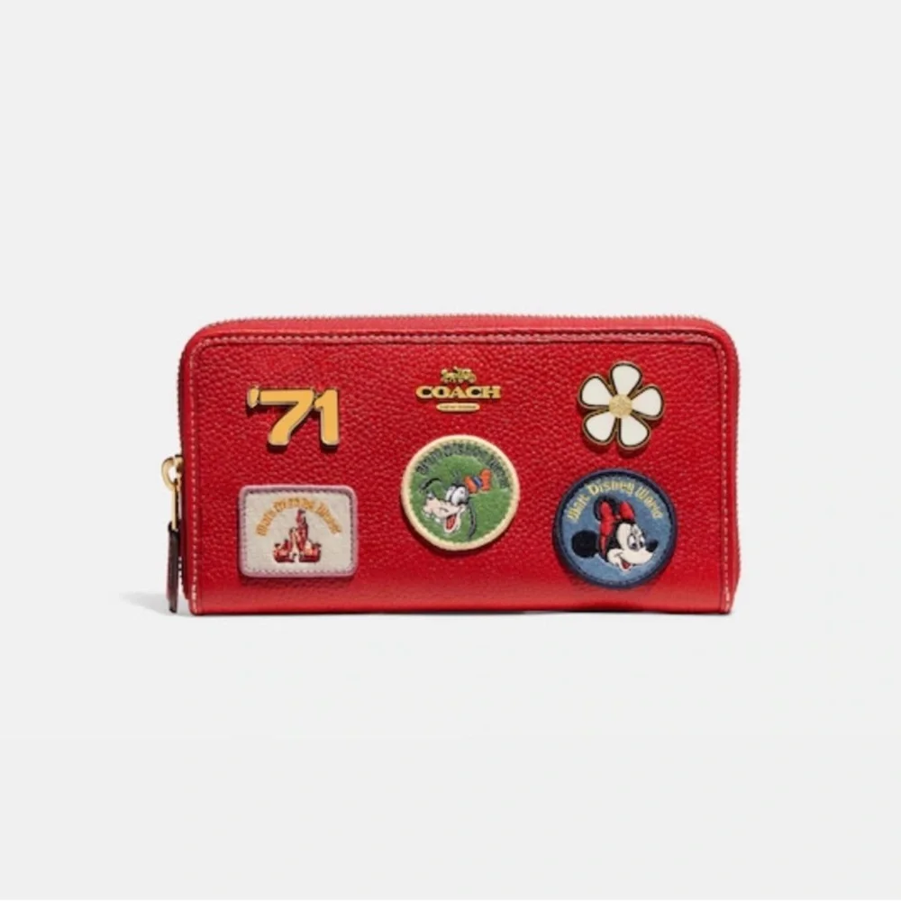 Disney X Coach Accordion Zip Wallet With Patches Red Special edition